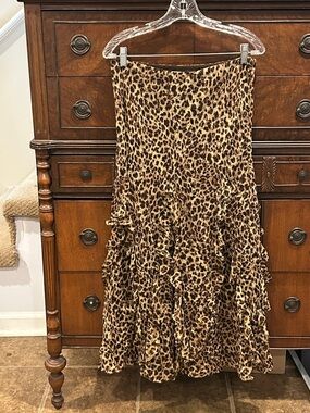 Lauren Ralph Lauren Vintage Y2K silk Leopard Print Ruffle Skirt women’s size M